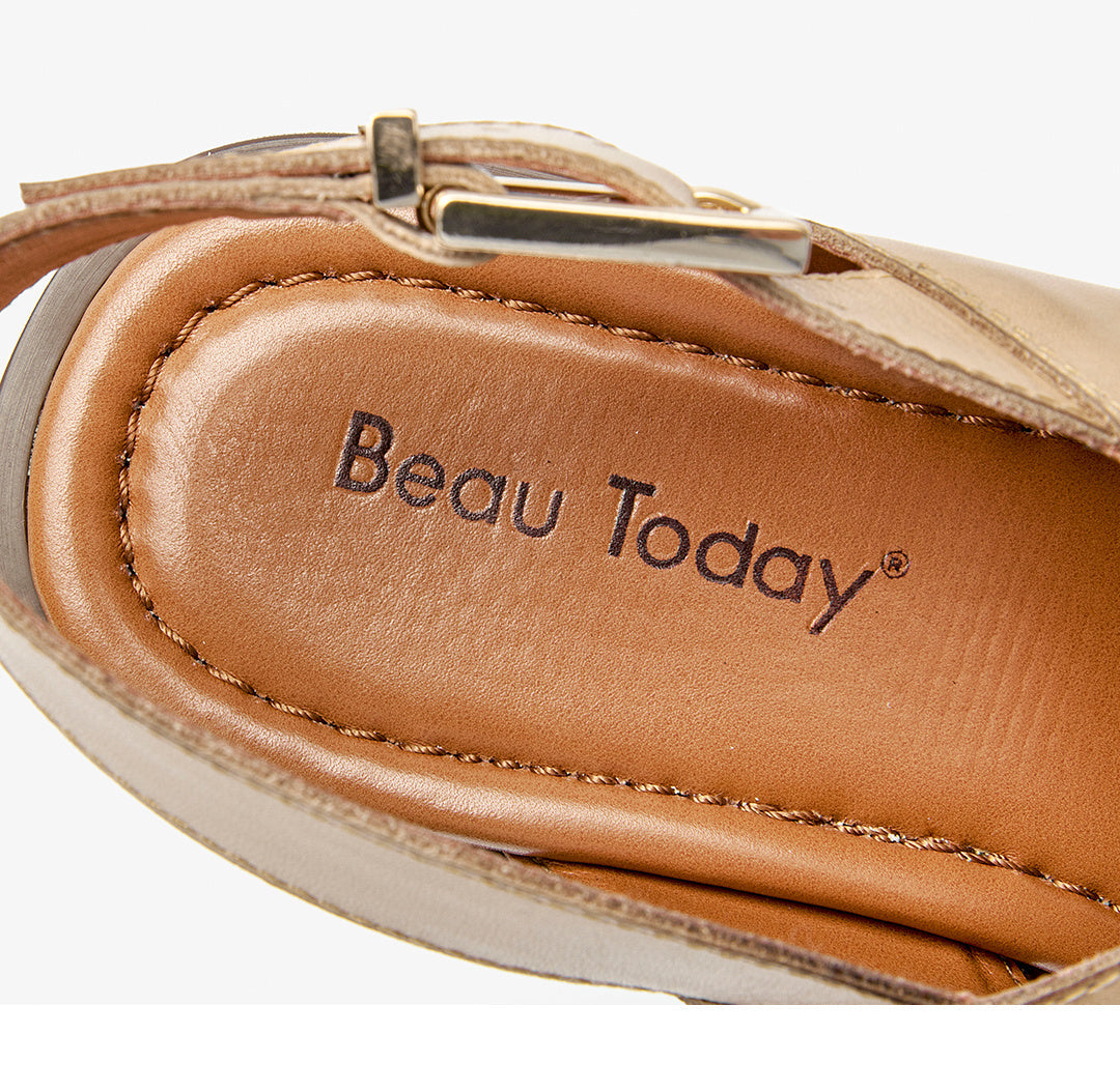 Women’s Chunky Heel Retro Cross Strap Sandals