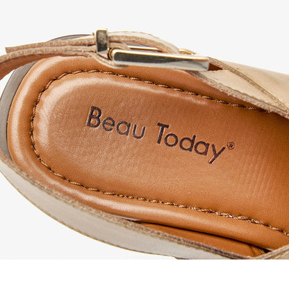 Women’s Chunky Heel Retro Cross Strap Sandals