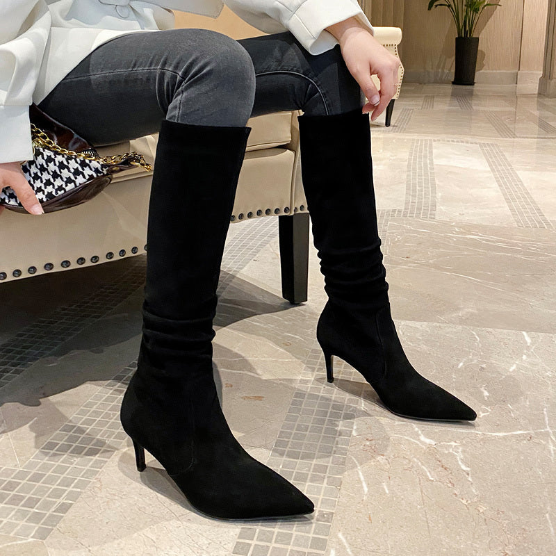 Women’s Pointed Toe Stiletto Boots - Black Single Mile / 34
