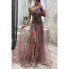 Tie-dye Off-Shoulder Slit Maxi Dress - Paternora