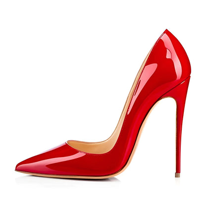 Fashion Temperament Round Toe Shallow Mouth Stiletto Heel Women’s Single Shoes - Red / 35