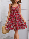 Women Floral Pleated Lace Up Dress - Paternora