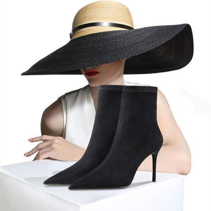 Women’s Leather Suede Stretch High Heel Booties