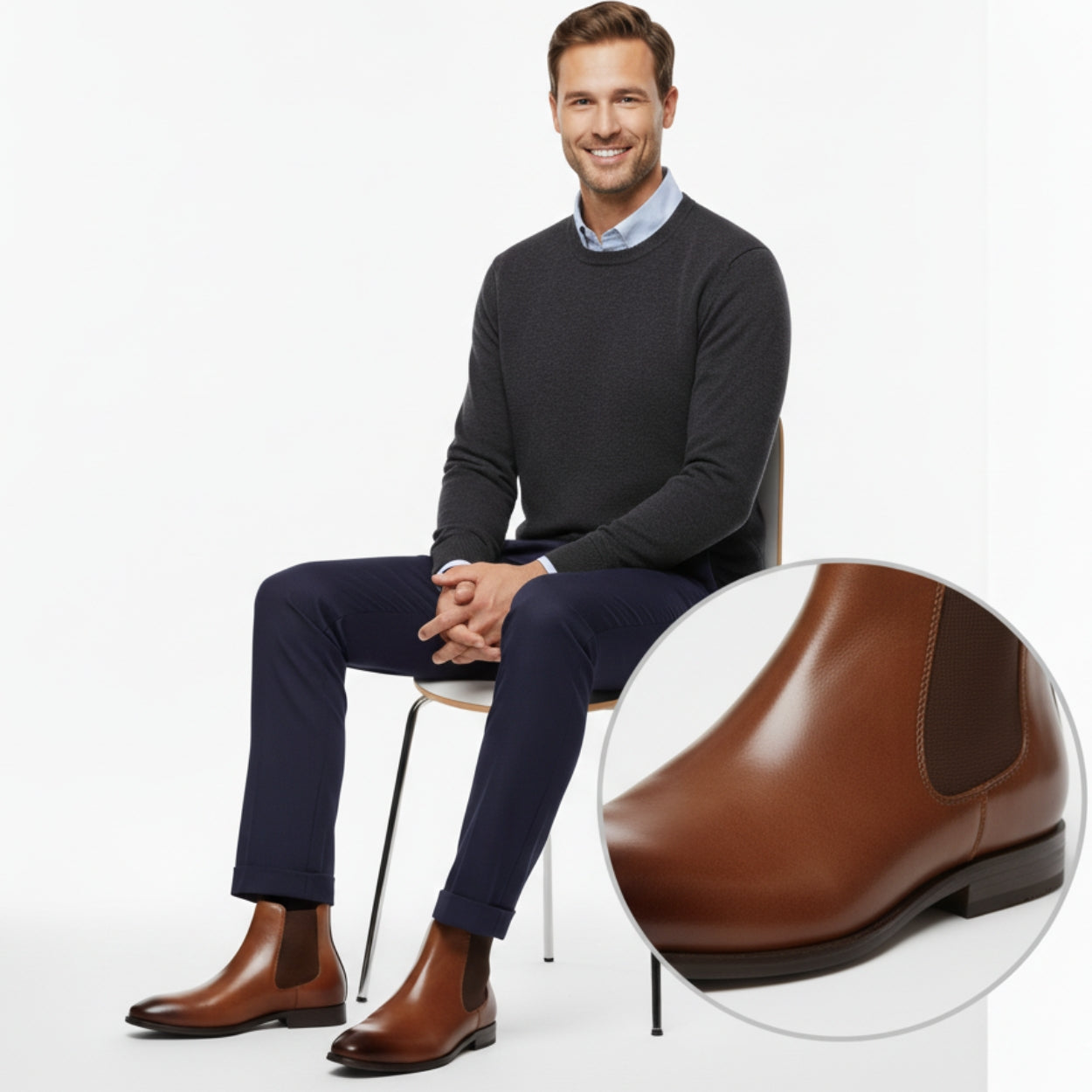 Men’s Retro PU Leather Chelsea Boots | Waterproof Slip-On Ankle Boot for Outdoor Wear