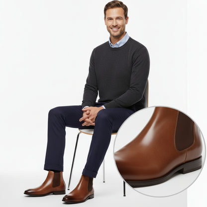 Men’s Retro PU Leather Chelsea Boots | Waterproof Slip-On Ankle Boot for Outdoor Wear