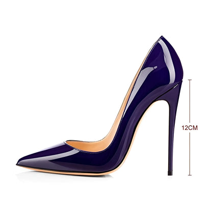 Fashion Temperament Round Toe Shallow Mouth Stiletto Heel Women’s Single Shoes - Navy Blue / 35