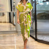 Elegant Printed High-Waist Blouse Dress - Paternora