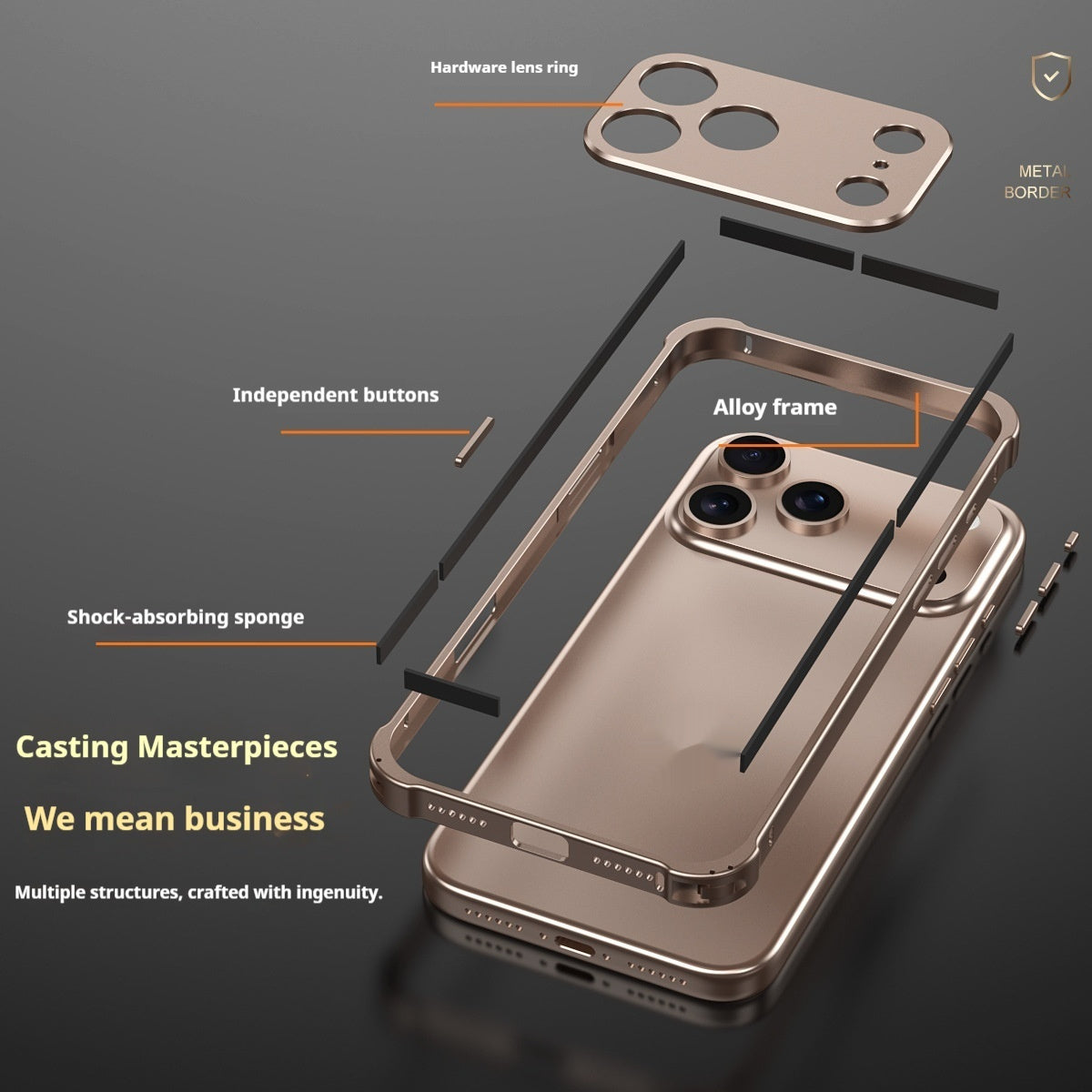 Four-corner Drop-resistant Seahorse Buckle Phone Case Metal Frame