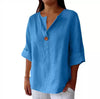 Loose Fashion Button V-Neck Top for Women - Paternora