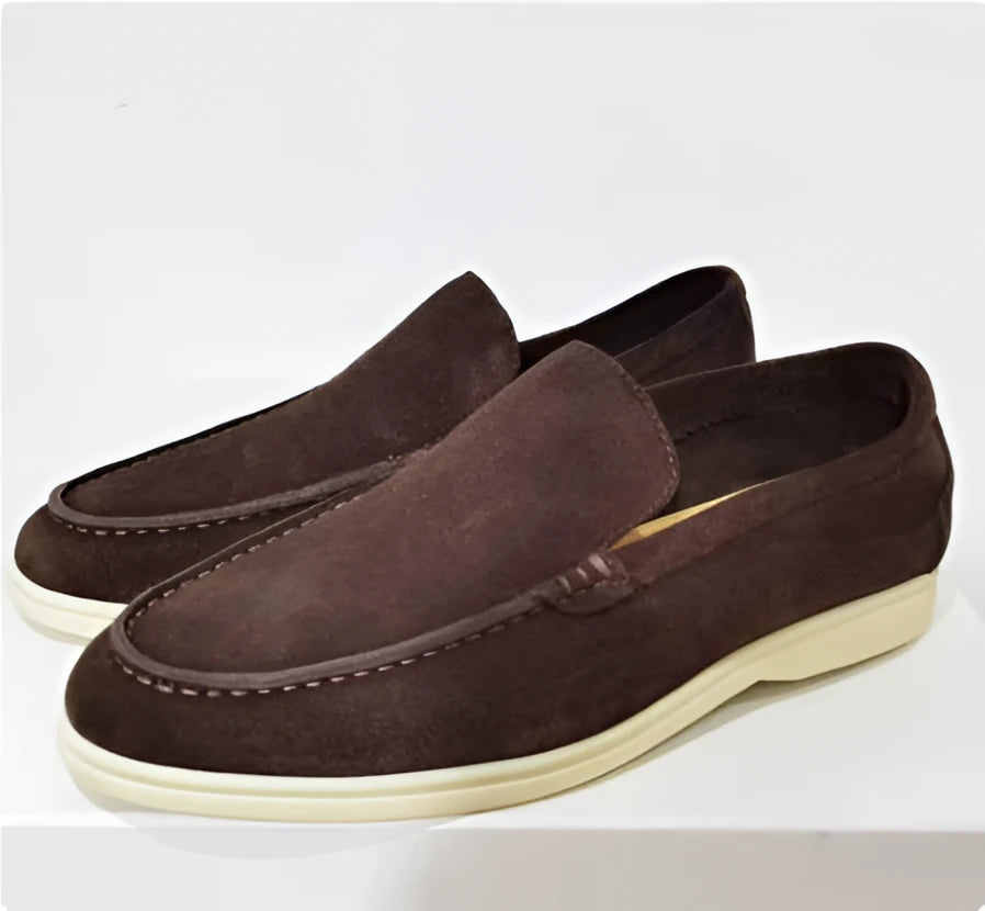 Men’s Loafers Summer Casual Frost Flat Shoes Slip-on Driving Shoes - Coffee / 38