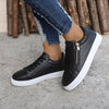 Women&#39;s Versatile Leather Side Zipper Casual Sports Shoes - Paternora