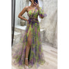 Tie-dye Off-Shoulder Slit Maxi Dress - Paternora