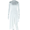 Solid Off-Shoulder Irregular Dress - Paternora