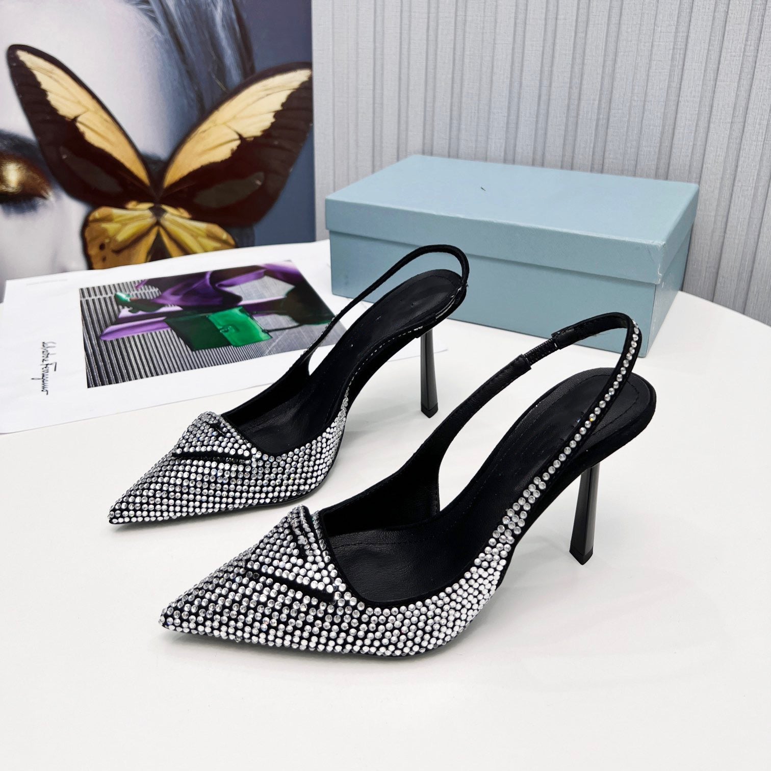 Girls’ Rhinestone Stiletto High Heels Internet - Silver sandals / 35