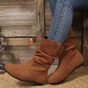Large Size Flat Bottom Women Buskin Suede Stitching Women Round-toe Boots - Paternora