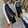 Women&#39;s Versatile Leather Side Zipper Casual Sports Shoes - Paternora