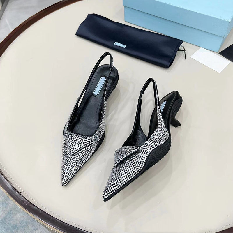 Women’s High And Low Heel Toe Sandals High Heel Pointed Toe 3cm - White / 35