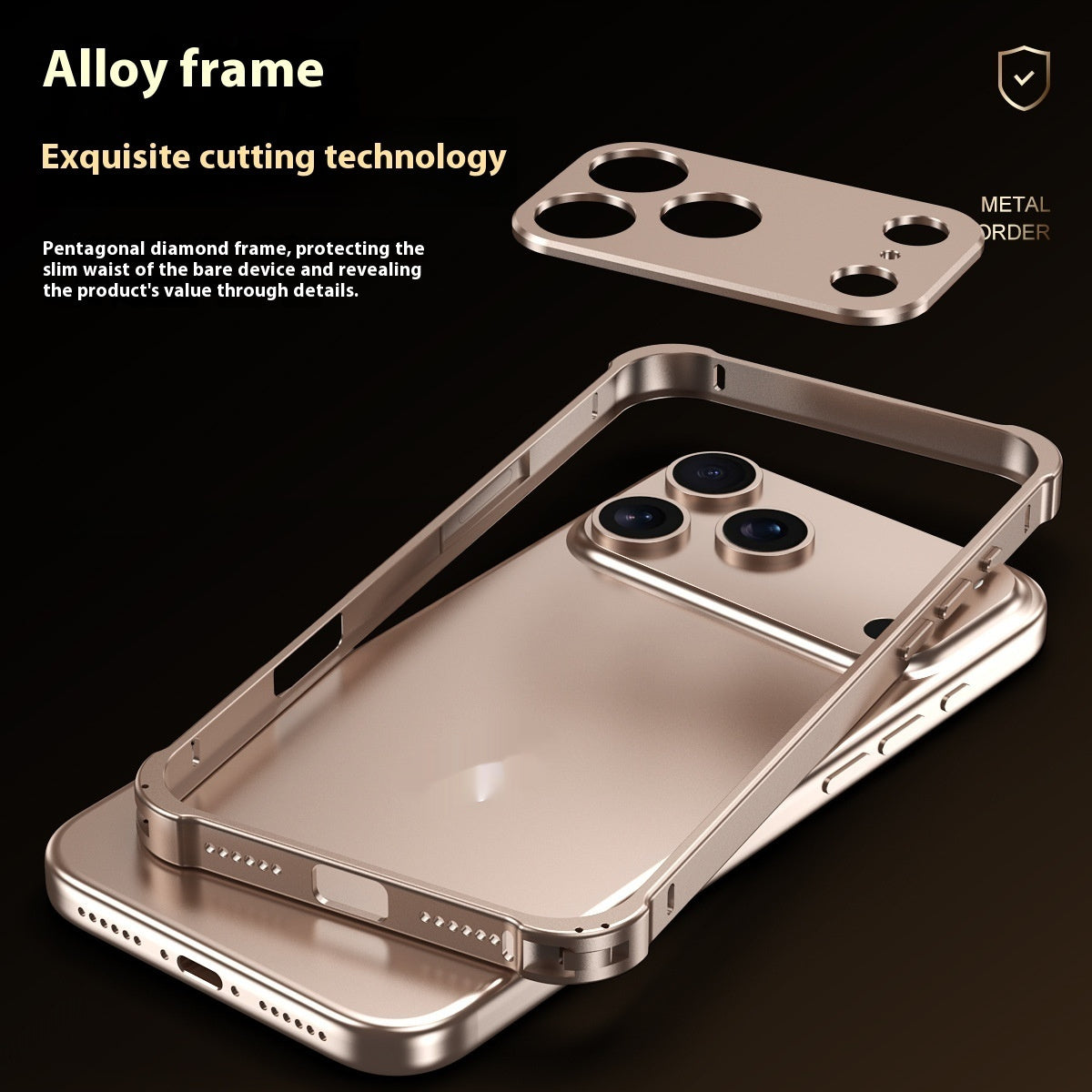 Four-corner Drop-resistant Seahorse Buckle Phone Case Metal Frame