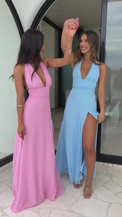 Luxe Open-Back Maxi Dress with Slit